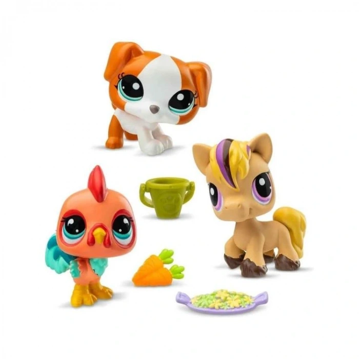 HASBRO 646 00635 S3 LITTLES PET SHOP PET TRIO 3LÜ SET AT - HOROZ - YAVRU KÖPEK 4+