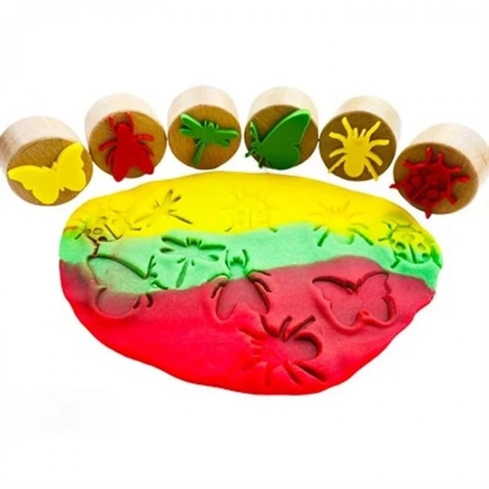 CHILDGEN - OYUN HAMURU AHŞAP DAMGA SETİ -  BÖCEKLER SETİ 6LI