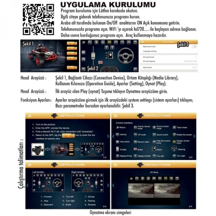 VARDEM 666-764WA U/ K FULL FONKSİYON ŞARJLI 2.4G KAMERALI OFF ROAD ARABA KUTULU