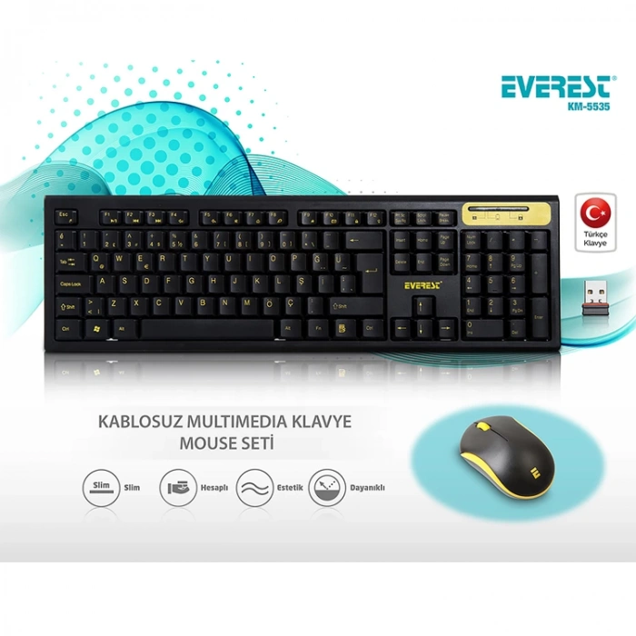 EVEREST KM-5535 USB KLAVYE+ MOUSE KABLOSUZ Q MULTIMEDIA SET
