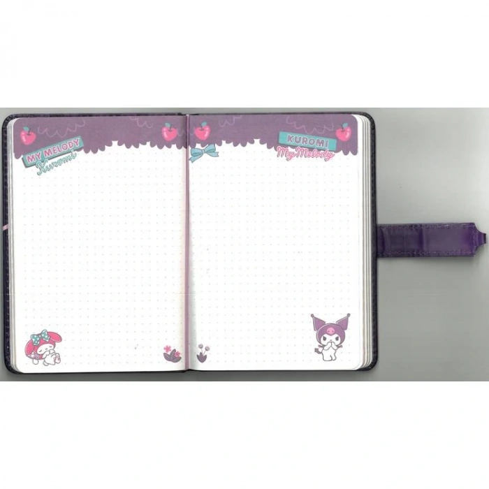VICTORIAS JOURNALS 525-2024 MY MELODY & KUROMİ KALP KİLİTLİ GÜNLÜK DEFTER RENKLİ ÖZEL SAYFALAR 12x17cm 80gr.192 SAYFA - MOR