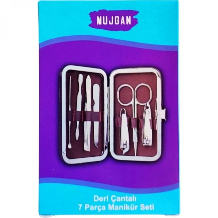 MUJGAN MJGN-124 DERİ ÇANTALI MANİKÜR TIRNAK SETİ 7 PARÇA