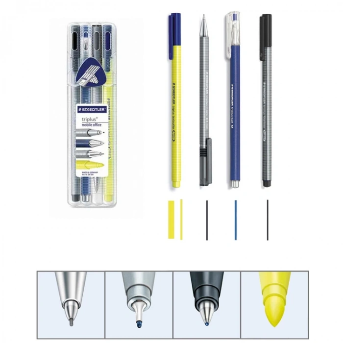 STAEDTLER 34 SB4 TÜKENMEZ + VERSATİL + FINELINER 4LÜ KALEM SETİ