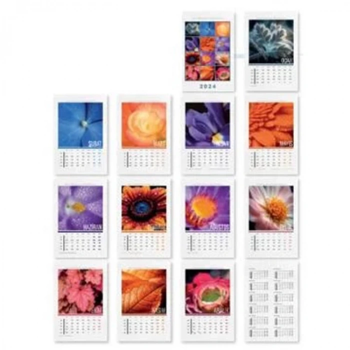 GIPTA 13195-BRS 13x19.5  BRİSTOL ÜÇGEN MASA TAKVİMİ - FLOWER