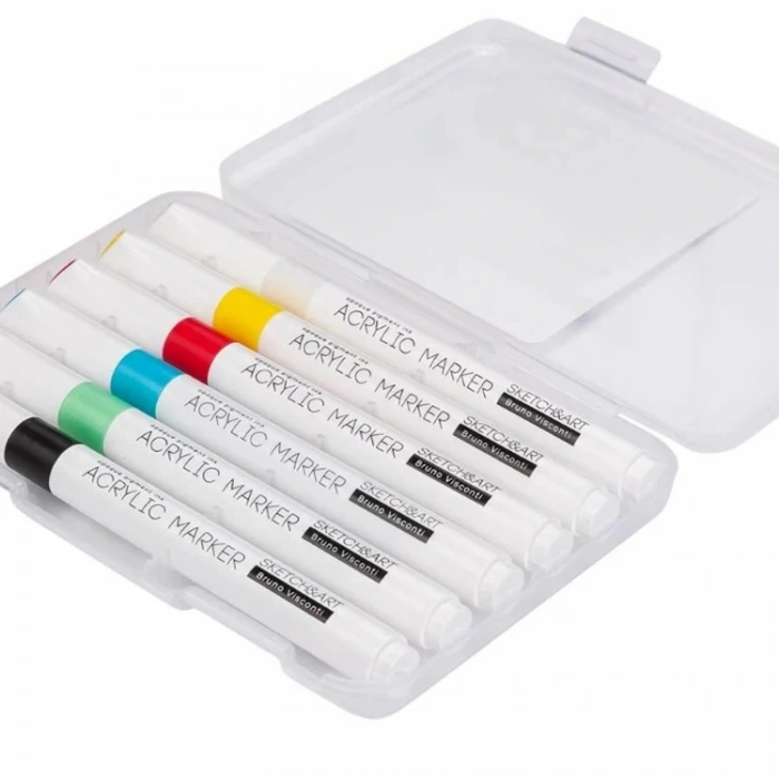 BRUNO VISCONTI 22-0125 SKETCH & ART AKRİLİK MARKER KALEM PLASTİK KUTULU 6 RENK