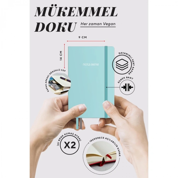 VICTORIAS JOURNALS NOTE BENE 9240 CLASSIC NOTEBOOK ESNEK KAPAK 9x14cm 70gr.400 SYF. ÇİZGİLİ DEFTER TURKUAZ