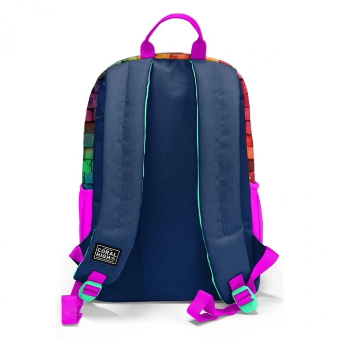 CORAL HIGH 23629 KIDS PEMBE LACİVERT GRAFİTİ DESENLİ DÖRT BÖLMELİ SIRT ÇANTASI