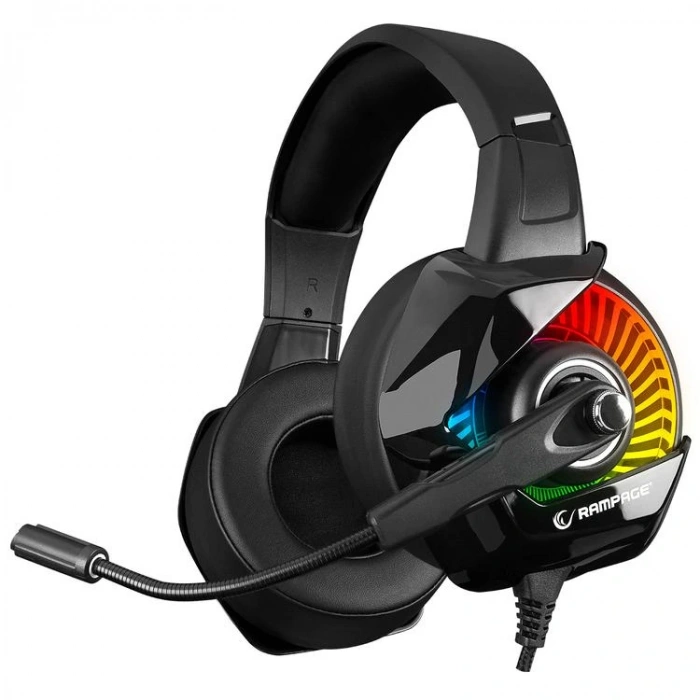 RAMPAGE RM-K66 TYPHOON USB 7.1 VERSİON RGB LEDLİ GAMING OYUNCU MİKROFONLU KULAKLIK SİYAH