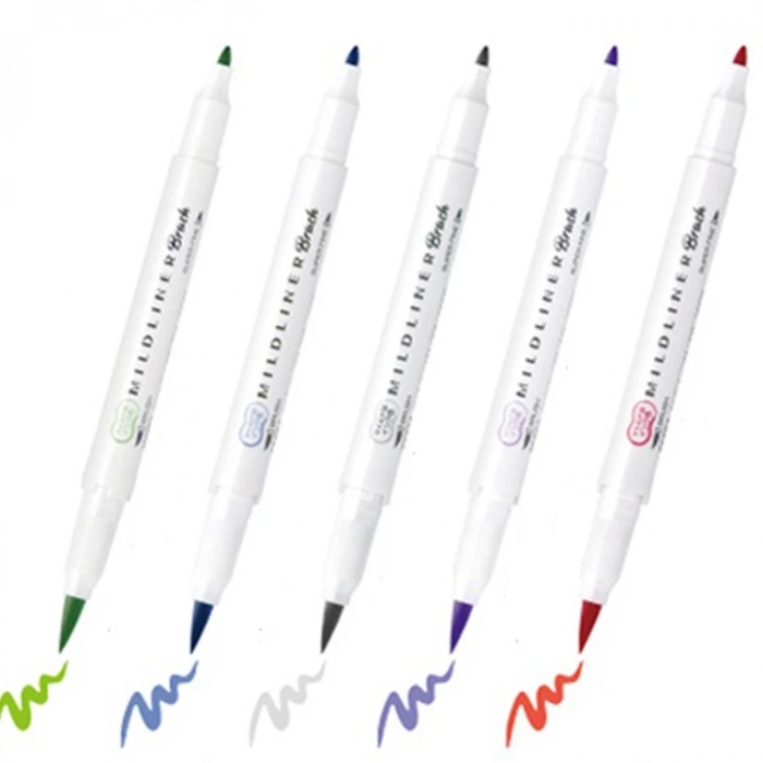 ZEBRA MILDLINER BRUSHPEN ÇİFT TARAFLI FIRÇA UÇLU KALEM SETİ 5Lİ  WFT8-5C-NC