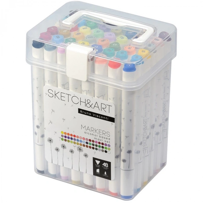 BRUNO VISCONTI 22-0079 TWIN MARKER SKETCH & ART KUTULU 48 RENK KALEM