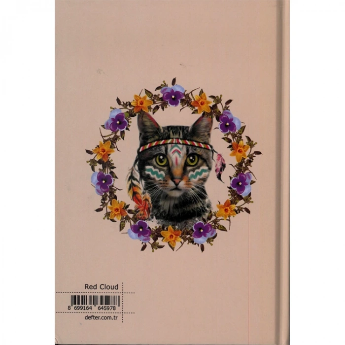 DEFFTER ANIMALS / RED CLOUD CAT SERT KAPAK A5 ÇİZGİLİ DEFTER 96 YP