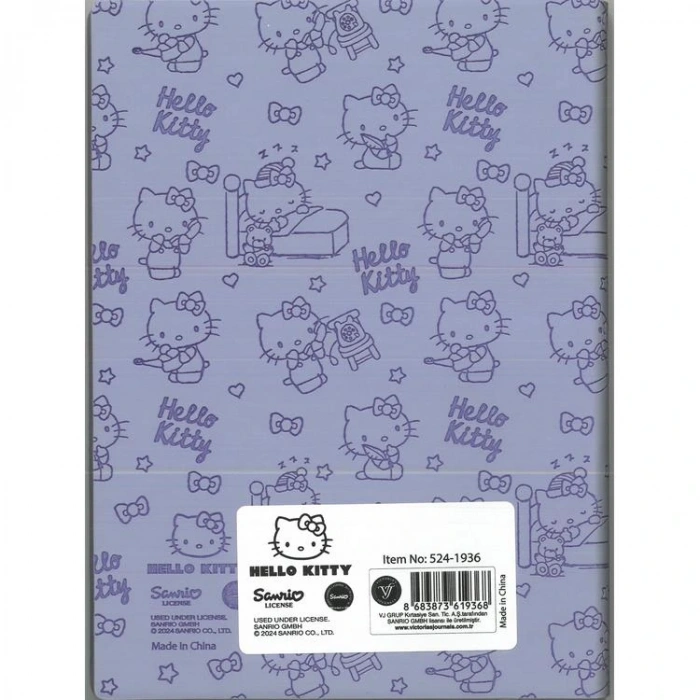 VICTORIAS JOURNALS 524-1936 HELLO KITTY SMYTH FLEXY ESNEK VEGAN DERİ KAPAKLI 13X18 80 GR. 80 YAPRAK ÇİZGİLİ DEFTER