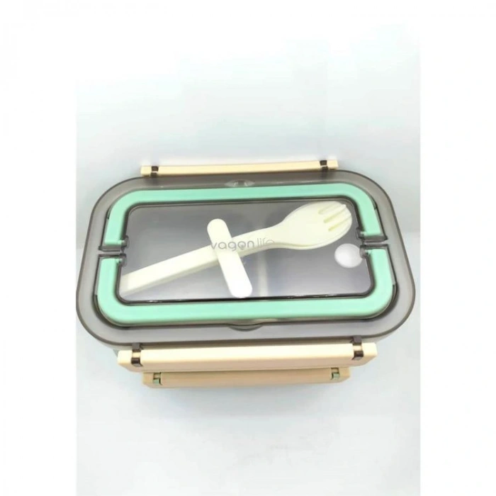 VAGONLIFE BL2221-2 PASLANMAZ ÇELİK YEMEK KABI - LUNCH BOX 2 KATLI 3 BÖLMELİ 1600 ML YEŞİL