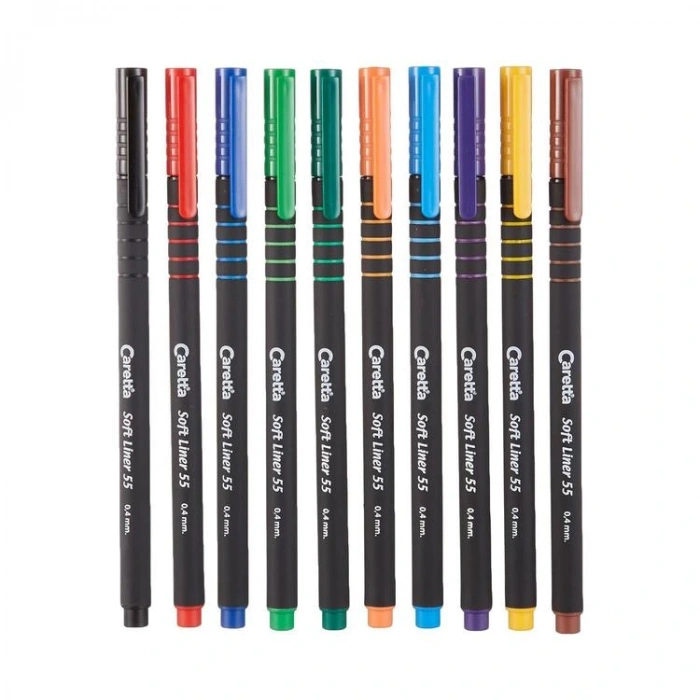 CARETTA 55 SOFT LİNER  0.4mm KEÇELİ KALEM SETİ 10 LU PVC PAKET