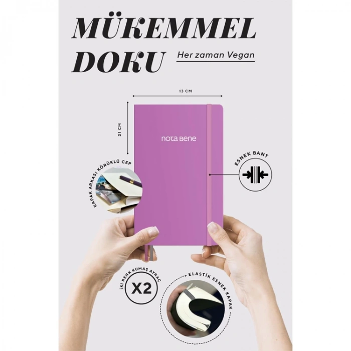 VICTORIAS JOURNALS NOTE BENE 9231 CLASSIC NOTEBOOK ESNEK KAPAK 13x21cm 70gr.400 SYF. ÇİZGİLİ DEFTER PEMBE