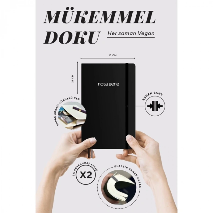 VICTORIAS JOURNALS NOTE BENE 9227 CLASSIC NOTEBOOK ESNEK KAPAK 13x21cm 70gr.400 SYF. ÇİZGİLİ DEFTER SİYAH