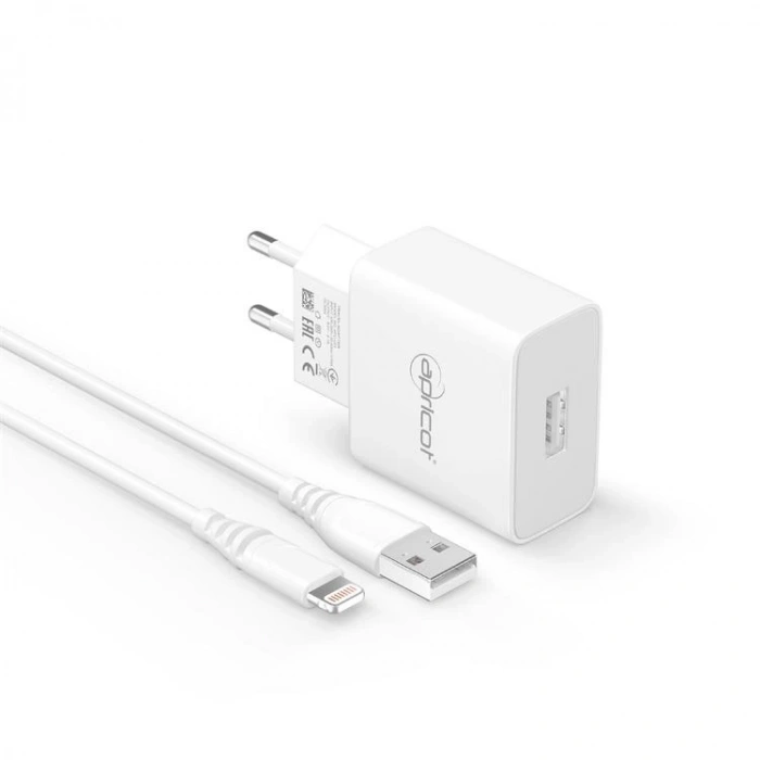 APRİCOT APC-U210L 2.4A  LİGHTNİNG EV TİPİ BEYAZ ŞARJ ADAPTÖRÜ