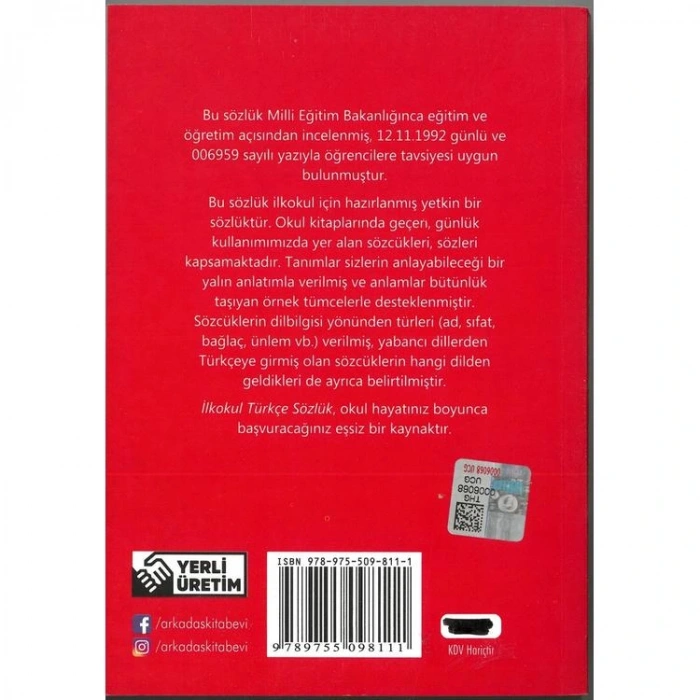 ARKADAŞ İLKOKUL TÜRKÇE SÖZLÜK