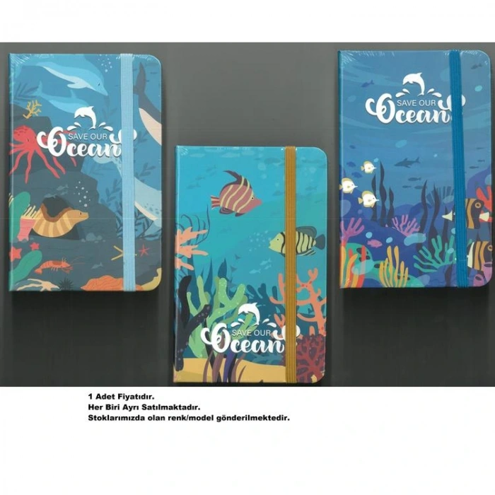 SÜDOR BN22-7 SERT KAPAK LASTİKLİ LÜKS  A6 ÇİZGİLİ 96 YP. NOT DEFTERİ OKYANUS - TEKLİ