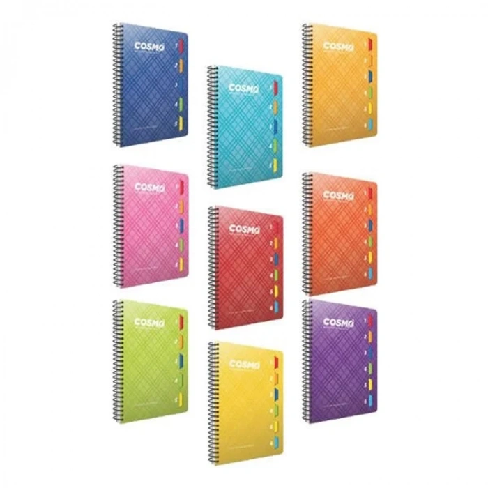 GIPTA COSMO 17x24 SPİRALLİ 5 SEPERATÖRLÜ 150 YP. PP KAPAK KARELİ DEFTER