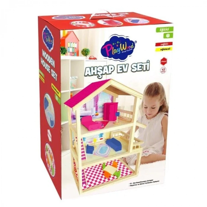 PLAYWOOD ONY-398 AHŞAP EV SETİ 12 PARÇA +3