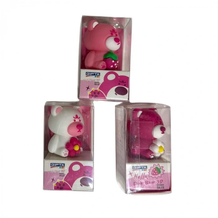 GIPTA K236200 3D PİNK BEAR ŞEKİLLİ RENKLİ SİLGİ - TEKLİ