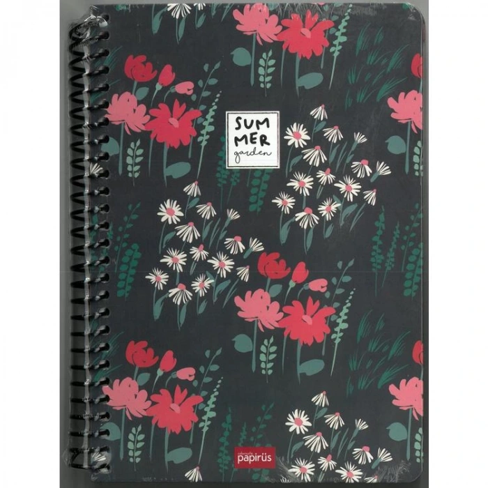 PAPİRÜS SUMMER SERT KAPAK SPİRALLİ 14X19 120YP. KARELİ DEFTER
