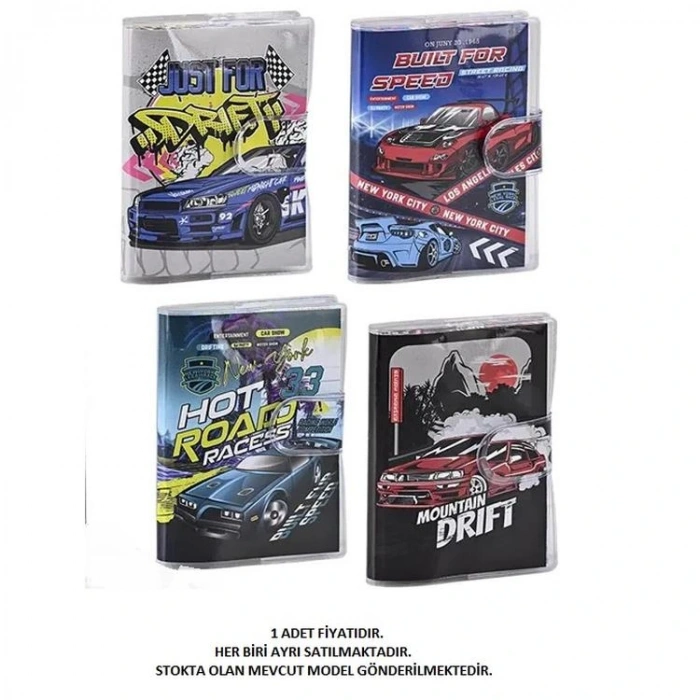 MİKRO NT-110  SPEED CARS PVC KAPAKLI CIRTLI ÇİZGİLİ NOT DEFTERİ