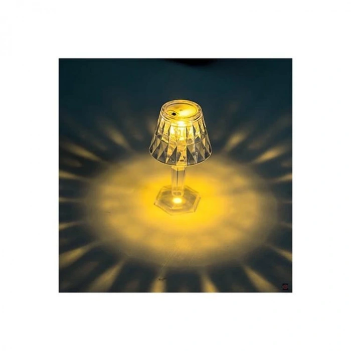 TEKNOPOİNT FY-805 LED TRANSPARENT PİLLİ MASA LAMBASI ŞEFFAF ABAJUR 11.5cm