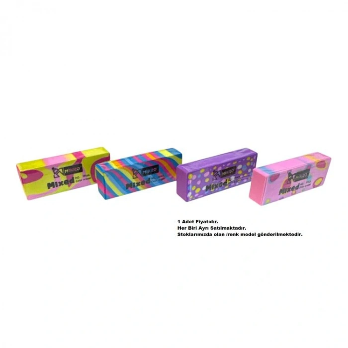 MİKRO 1914A MİXED COLORFULL SOFT DİKDÖRTGEN SİLGİ - TEKLİ