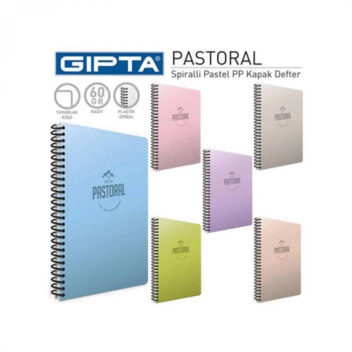 GIPTA PASTORAL SPİRALLİ PP.KAPAK 17X24 60 YP. KARELİ DEFTER
