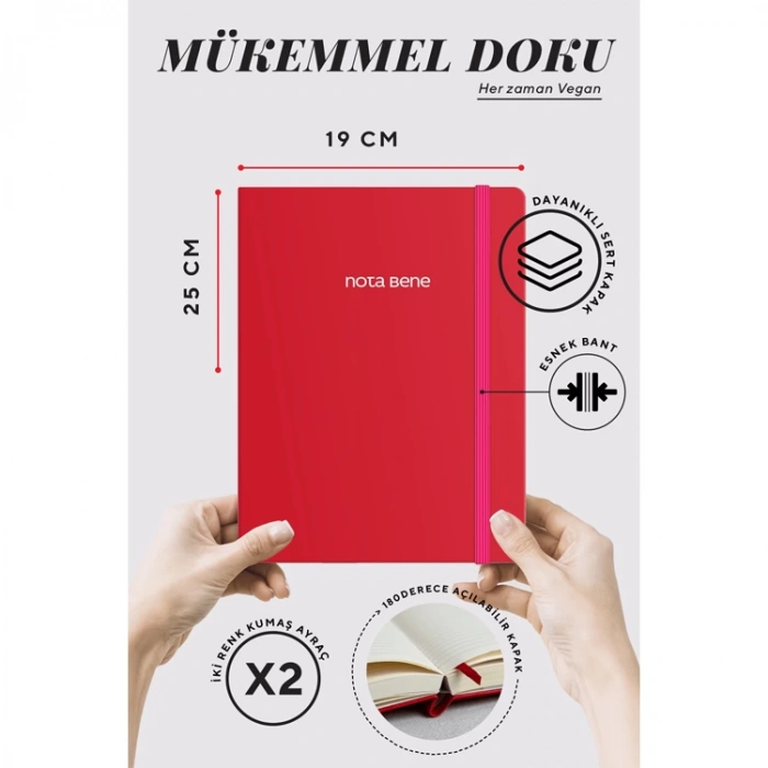 VICTORIAS JOURNALS NOTE BENE 9218 CLASSIC NOTEBOOK SERT KAPAK 19x25cm 70gr.320 YP. ÇİZGİLİ DEFTER FUŞYA