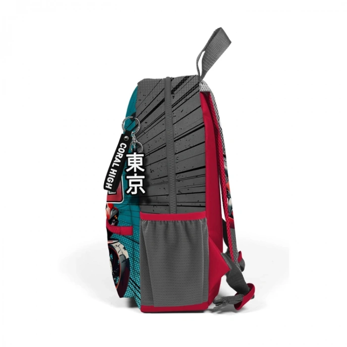 CORAL HIGH 23564 KIDS GRİ NEFTİ ANİME MOTORSİKLET DESENLİ İKİ BÖLMELİ MİNİK YUVA SIRT ÇANTASI