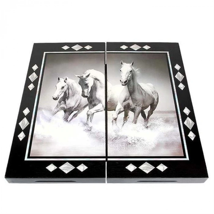 STAR BEYAZ ATLAR FİGÜRLÜ TAVLA 1021262