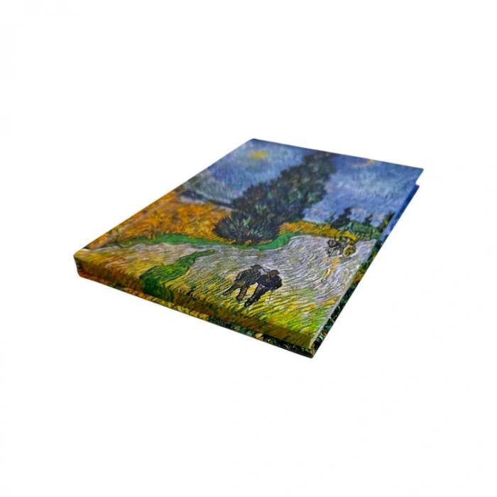 PRESTİJ 14X20 VAN GOGH / SELVİLİ VE YILDIZLI YOL 112 YP LASTİKLİ SERT KAPAK ÇİZGİLİ DEFTER