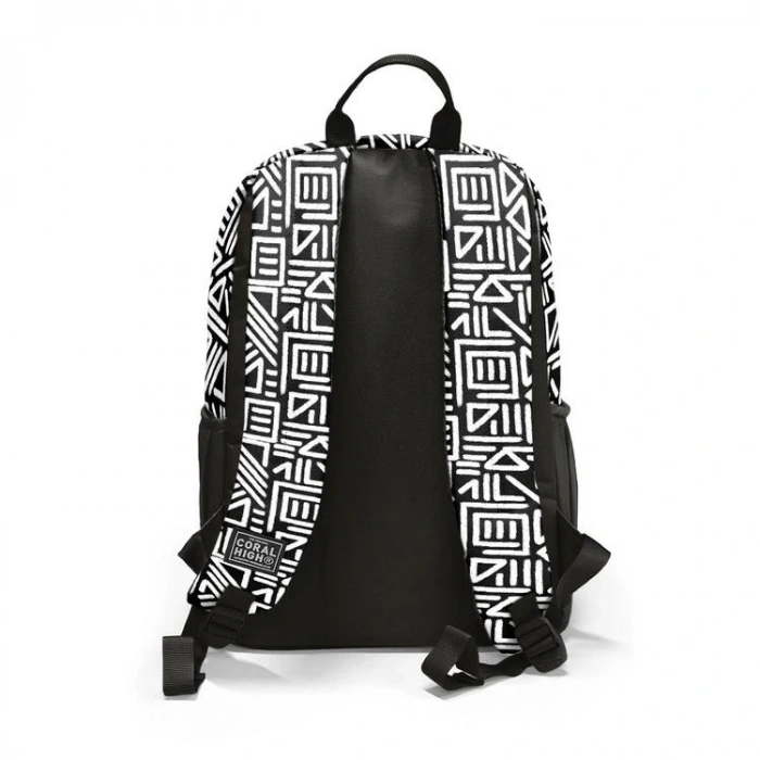 CORAL HIGH 23682 KIDS SİYAH BEYAZ GEOMETRİK DESENLİ DÖRT BÖLMELİ SIRT ÇANTASI