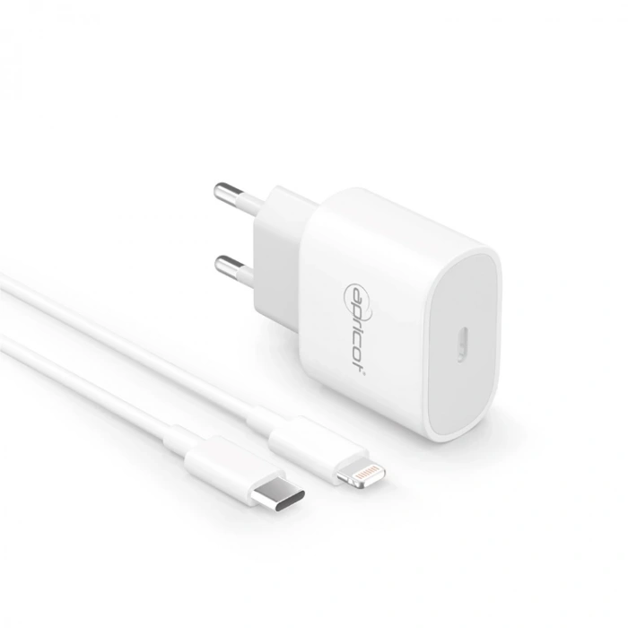 APRICOT APC-PD20L 20W 3.0A TYPE-C TO LIGHTNING  EV ŞARJ ADAPTÖRÜ SETİ BEYAZ
