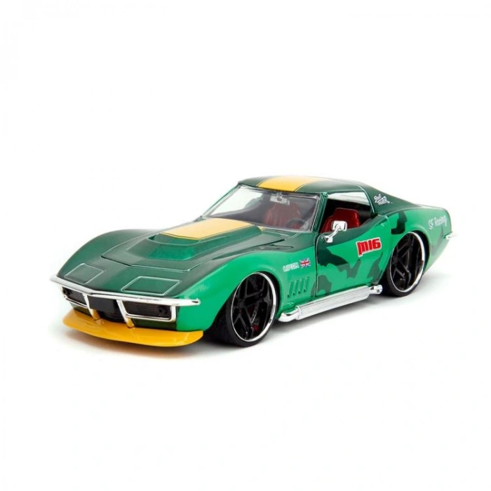 SİMBA JADA 3255061 STREET FIGHTER 1969 CHEVROLET STINGRAY ZL1 CAMMY 1:24  DIE-CAST ARABA VE FİGÜR KUTULU 8+