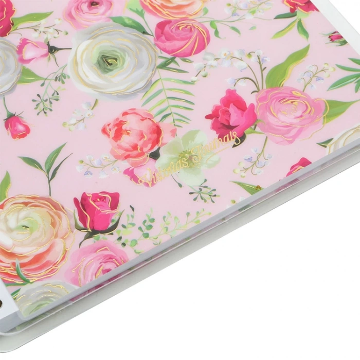 VICTORIAS JOURNALS 5830 SPRİNG GARDEN PINK17x24cm SPİRALLİ PVC KAPAK 120gr.80YP. NOKTALI DEFTER
