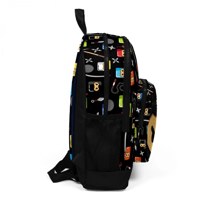 CORAL HIGH 2347 SİYAH NİNJA DESENLİ DÖRT BÖLMELİ OKUL SIRT ÇANTASI