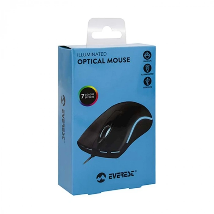 EVEREST SM-M9 USB SİYAH 3D OPTİK LED KABLOLU MOUSE