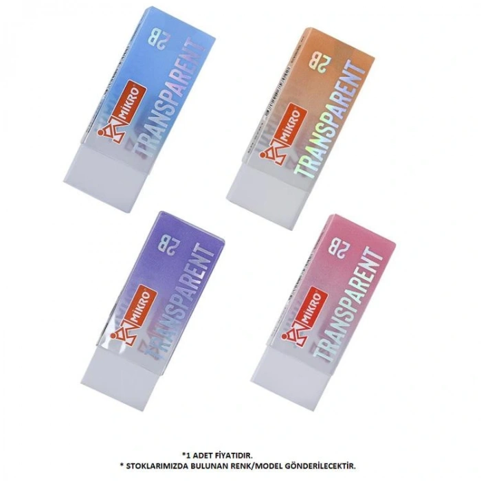 MİKRO ER5701 TRANSPARENT DİKDÖRTGEN SİLGİ - TEKLİ