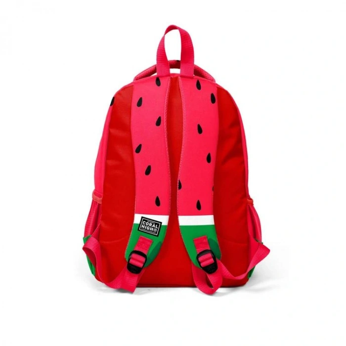 CORAL HIGH 11428 KIDS KIRMIZI YEŞİL KARPUZ DESENLİ ÜÇ BÖLMELİ SIRT ÇANTASI