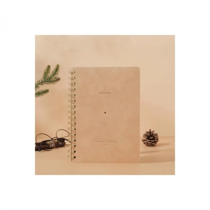 VICTORIAS JOURNALS 1613 VEGAN DERİ ESNEK KAPAK SPİRALLİ A5 100gr.128 SYF. ÇİZGİLİ DEFTER BEJ