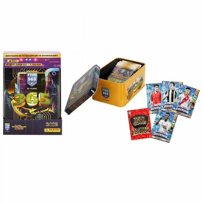 PANİNİ FIFA 365 ADRENALYN XL 2025 TIN BOX FUTBOLCU KARTI METAL KUTU