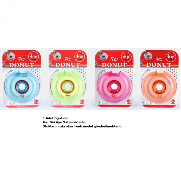 VEGE DONUT GÖRÜNMEZ BANT ŞEFFAF BANT (KESİCİLİ) KESME MAKİNELİ 19mmx25m  - TEKLİ
