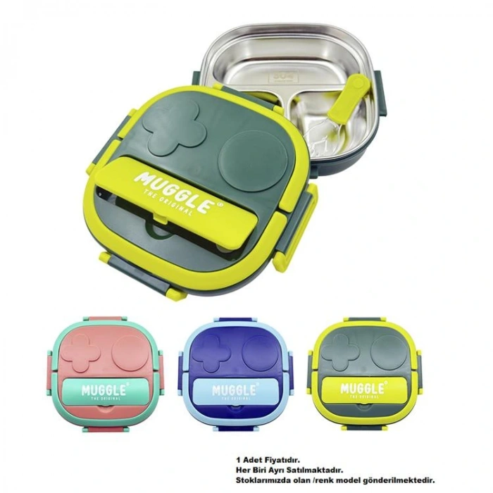 MUGGLE MS-04 304 PASLANMAZ ÇELİK 3 BÖLMELİ 500 ML BESLENME YEMEK KABI/KUTUSU