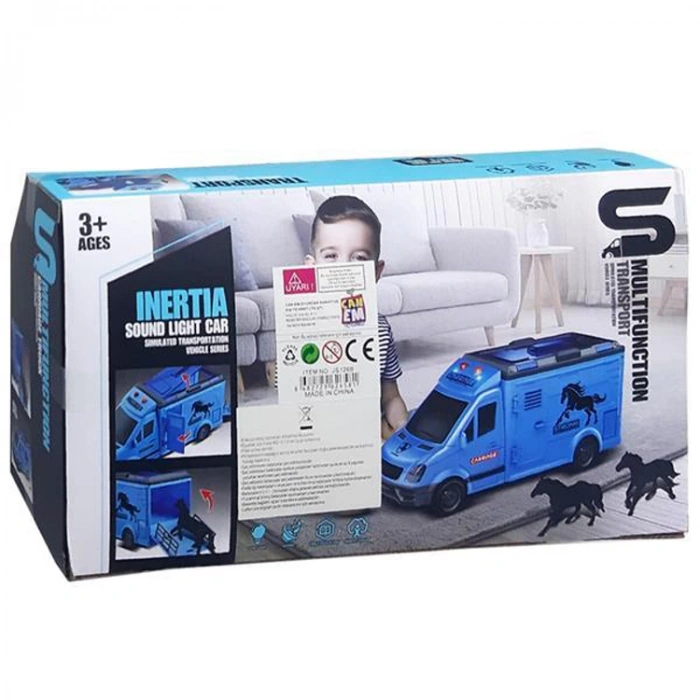 CANEM JS126B 1:16 SÜRTMELİ SESLİ IŞIKLI AT TAŞIYAN MİNİBÜS 3+