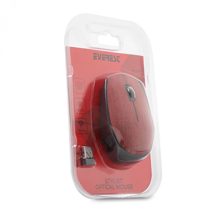 EVEREST KM-218 USB KIRMIZI 2.4GHZ KUMAŞ YÜZEY KABLOSUZ MOUSE