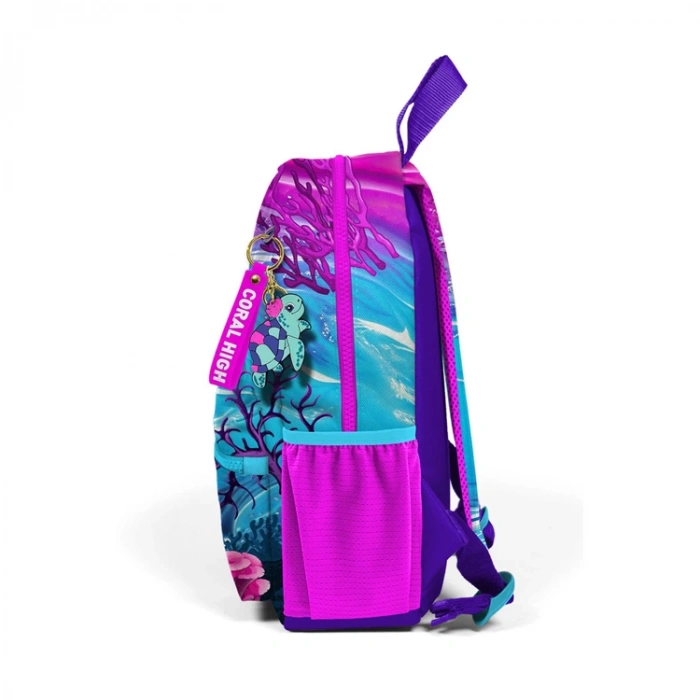 CORAL HIGH 23556 KIDS PEMBE MOR KAPLUMBAĞA DESENLİ İKİ BÖLMELİ MİNİK YUVA SIRT ÇANTASI